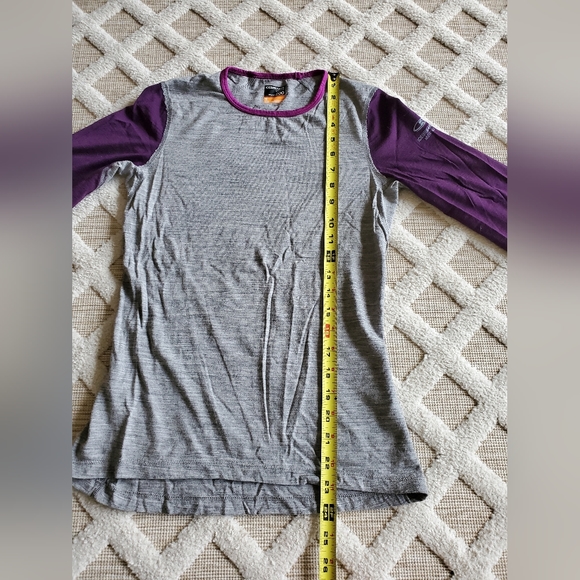 Icebreaker 100% Merino Wool Gray & Purple Long Sleeve Shirt Size S Outdoor Boho - Picture 6 of 10